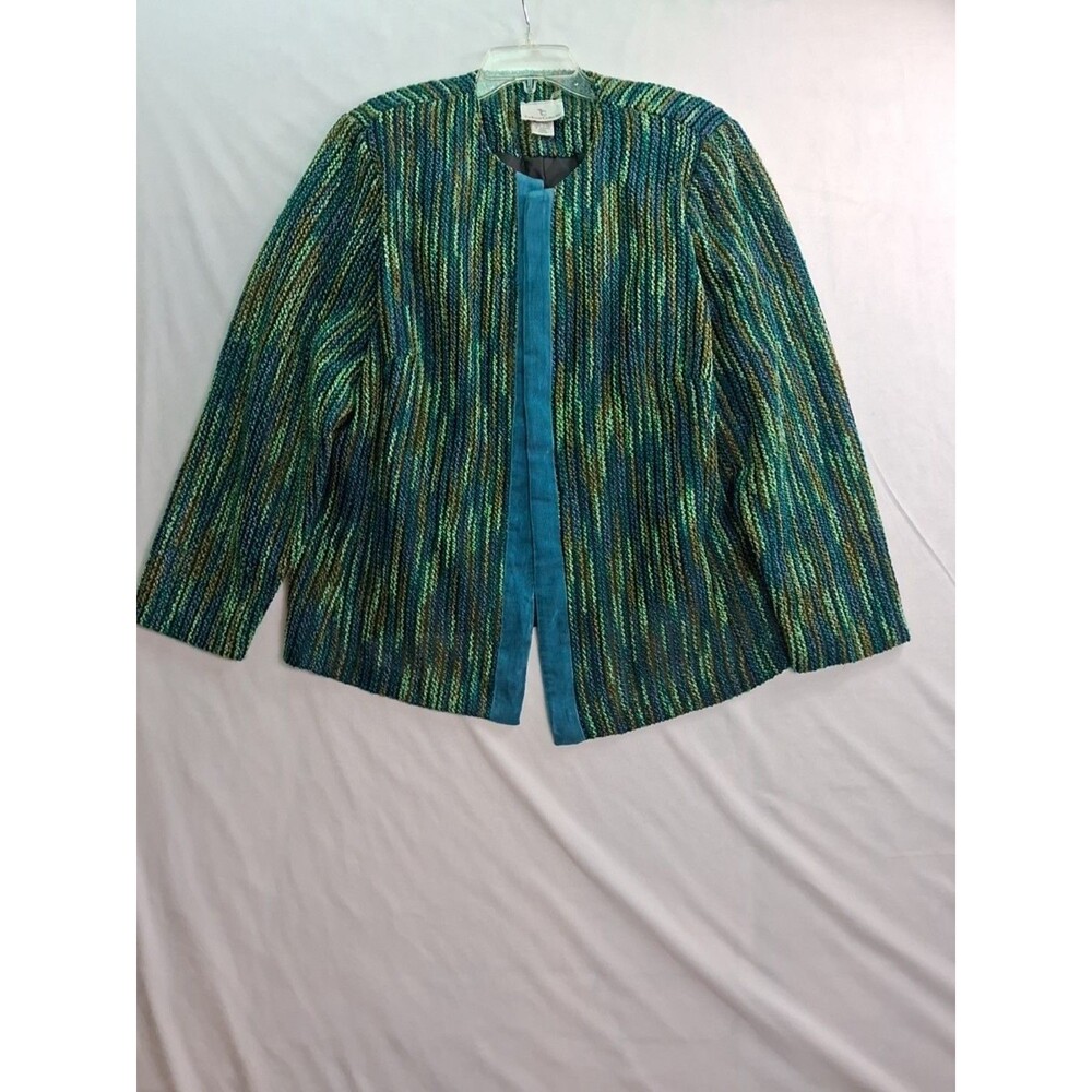 The Travel Collection Jacket size 1X Multicolor Knit Lined Collarless Vintage